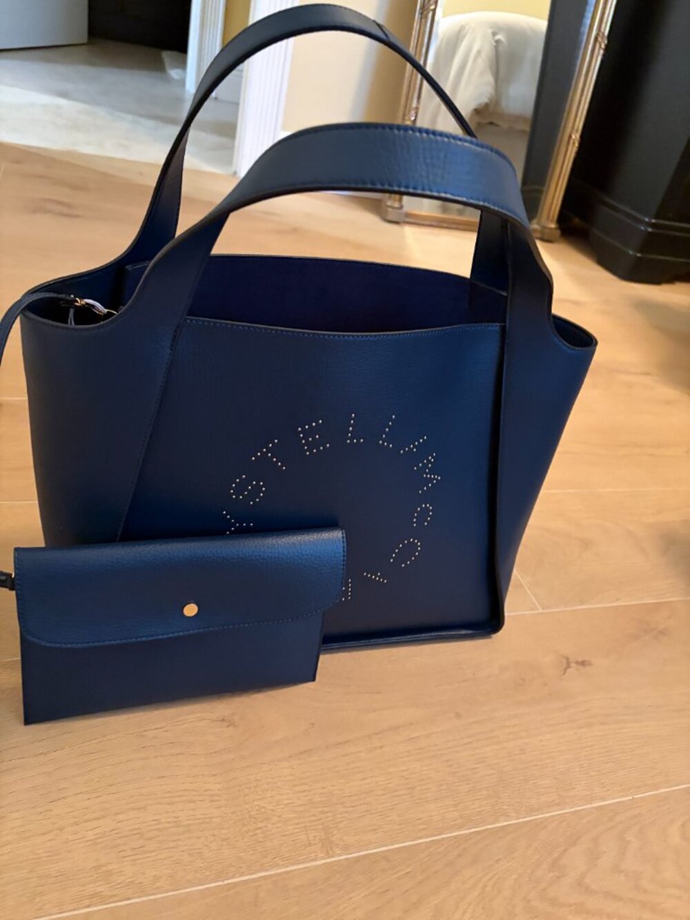 Stella McCartney Navy Perforated Logo Tote - Picture 6 of 14